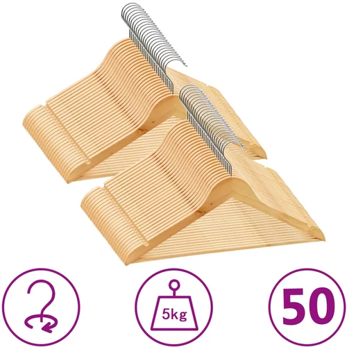  50-dijelni set vješalica za odjeću protuklizni od tvrdog drva