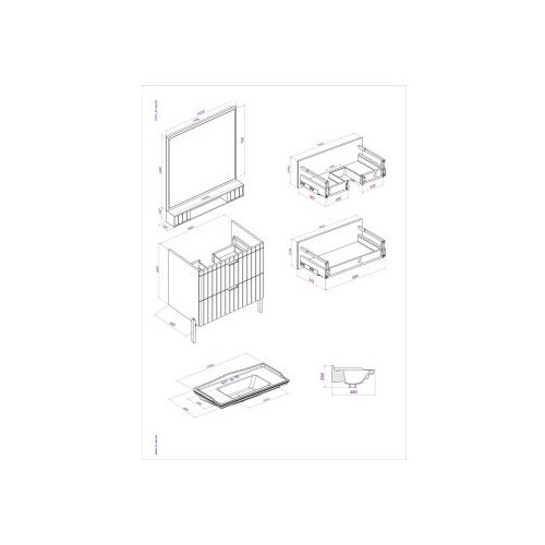 Hanah home Set kupaonskih ormarića s umivaonikom i ogledalom, 2 komada, bijeli Slike