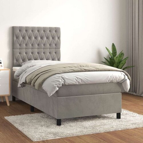 Box spring krevet s madracem svjetlosivi 90x190 cm baršunasti Cijene