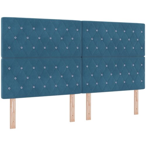 vidaXL vzglavje s kristalnimi gumbi, gubano temno modro 180 cm, žametno, (22080626) Cene