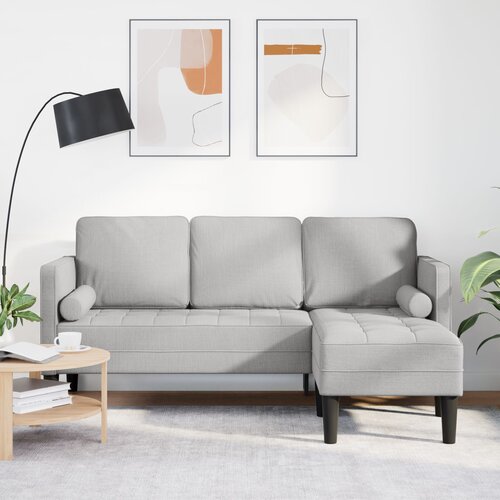 vidaXL L-oblazinjena garnitura Siva Tkanina 173 x 131 x 67 cm Cene