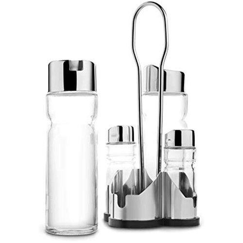 Eva 4-delni namizni set z držalom (za olje, kis, sol, poper) / inox, steklo, (21009243) Slike