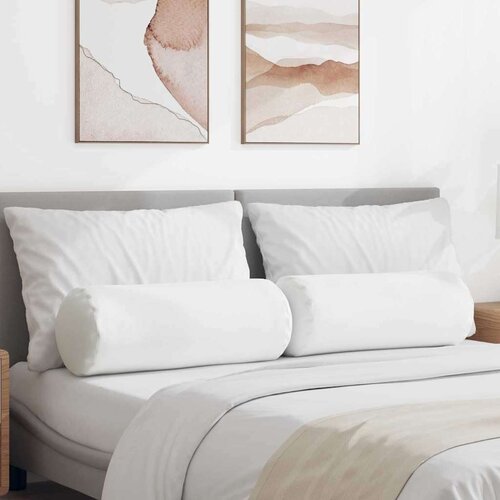vidaXL valjkasti jastučići 2 pcs bijelo Ø 25 x 70 cm tkanina Cene