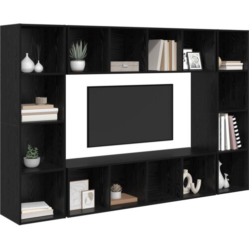 VidaXL Komplet TV omaric 4 pcs Črna 37 x 37 x 142.5 cm Konstruiran les Slike