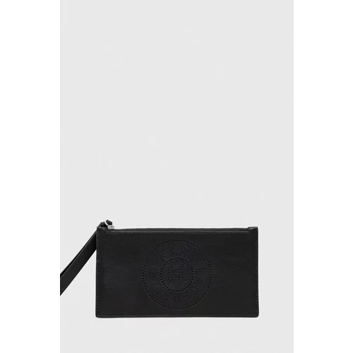 Karl Lagerfeld Usnjen etui za kartice črna barva