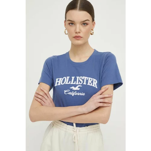 Hollister Co. Bombažna kratka majica ženski, mornarsko modra barva