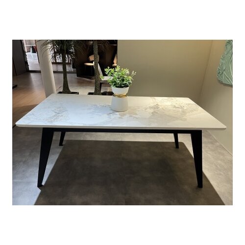 Art Invest Trpezarijski sto Skala bela keramicka pl/Crne drvene noge 755x900x1800 mm Slike