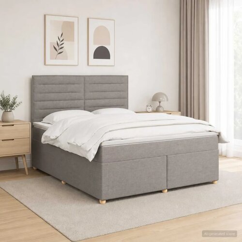  Boxspring krevet s madracem Sivosmeđa 180 x 200 cm Tkanina - Sivosmeđa 180 x 200 cm Dizajn linija Slike