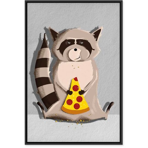  Slika - Gourmand Raccoon (1 Part) Vertical 60x90 U crnom drvenom okviru Slike