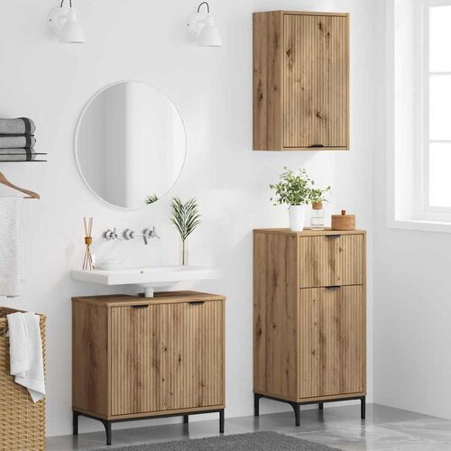  Set namje&amp;scaron;taja za kupaonicu 3 kom. Umjetnički hrast Smeđa 39,5 x 36 x 88 cm Slike