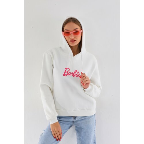 BİKELİFE Oversize Barbie Printed Hooded Thick Cotton Sweatshirt. Cene