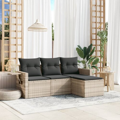 vidaXL 4-dijelni set vrtnih sofa s jastucima svijetlosivi poliratan Cijene