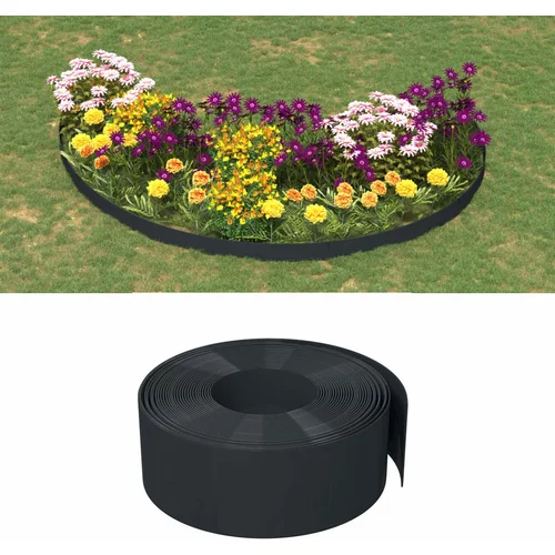 vidaXL Vrtna obroba črna 10 m 20 cm polietilen