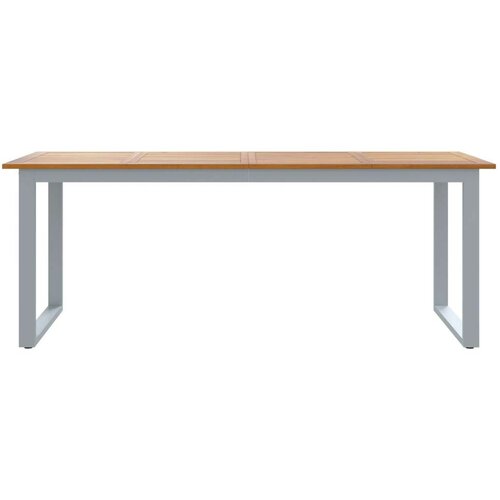  Vanjski blagovaonski stol sivi 200x90x75 cm čelični i solidno drvo akacija Slike