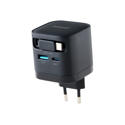 Intenso 65W GaN napajalnik z vgrajenim kablom USB-C, črn Cene