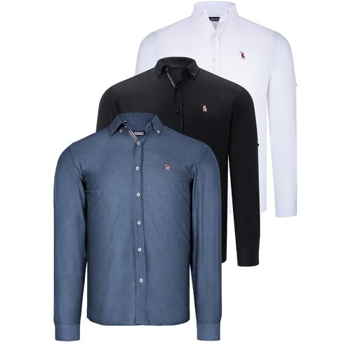 Dewberry TRIPLE SET G674 MENS SHIRT-BLACK-WHITE-OIL Slike
