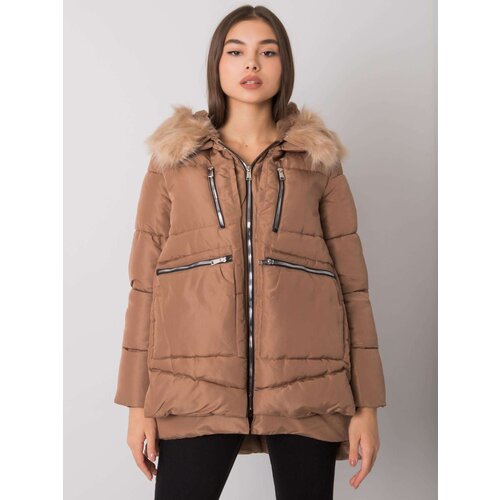 Fashion Hunters Women's camel winter jacket with a hood Cijene