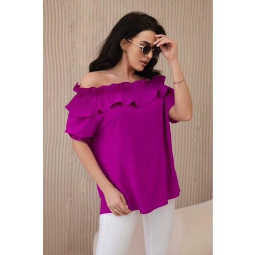 Kesi Spanish blouse with decorative ruffle dark purple Slike