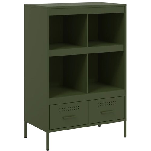  Visoka komoda maslinastozeleni 68x39x101,5 cm od čelika Slike