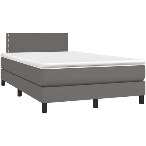 vidaXL Box spring postelja z vzmetnico LED siva 120x190 cm um. usnje, (21111231) Cene