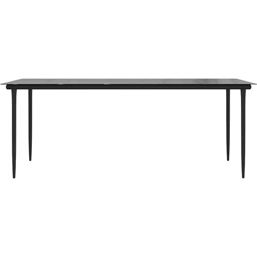 7-dijelni vrtni blagovaonski set od PVC ratana crni Crna Dužina stola 200 cm Slike