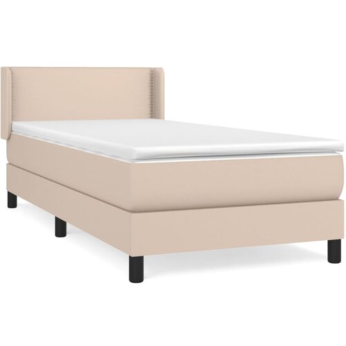 VidaXL Box spring postelja z vzmetnico kapučino 90x190 cm umetno usnje, (20895805) Slike