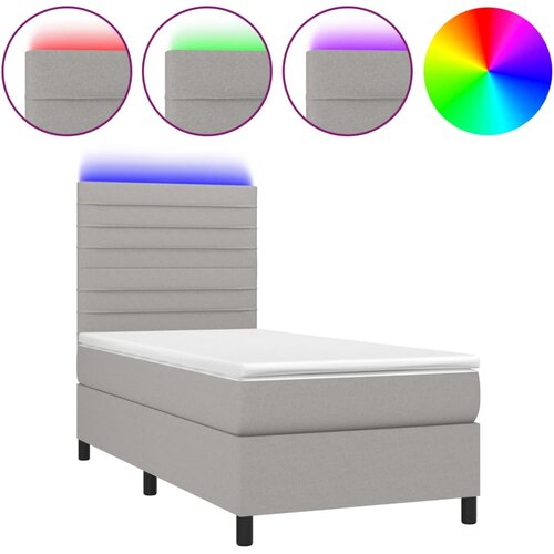  Krevet box spring s madracem LED svjetlosivi 100x200 cm tkanina Cene