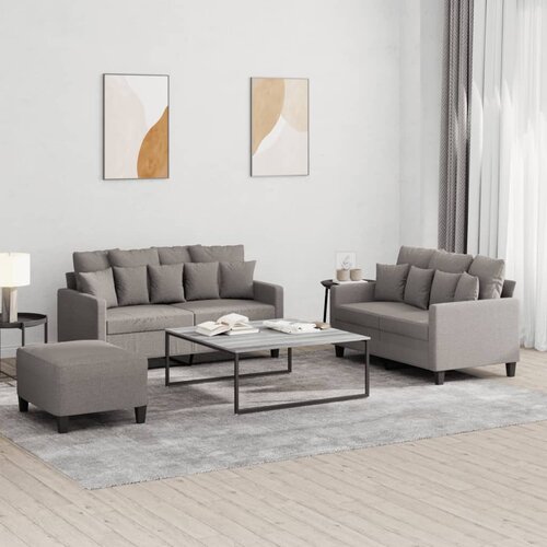  3-dijelni set sofa s jastucima smeđesivi od tkanine Cijene