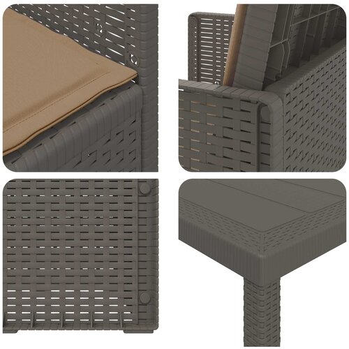  Vrtni set za objed s jastukom 7 pcs Svijetlosiva i taupe PP Slike