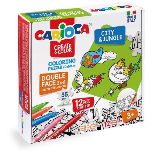Carioca set flomastera sa slagalica-bojankom puzzle city and jungle 12/1 Slike