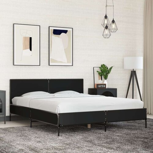 Okvir za krevet crni 160x200 cm konstruirano drvo i metal Slike