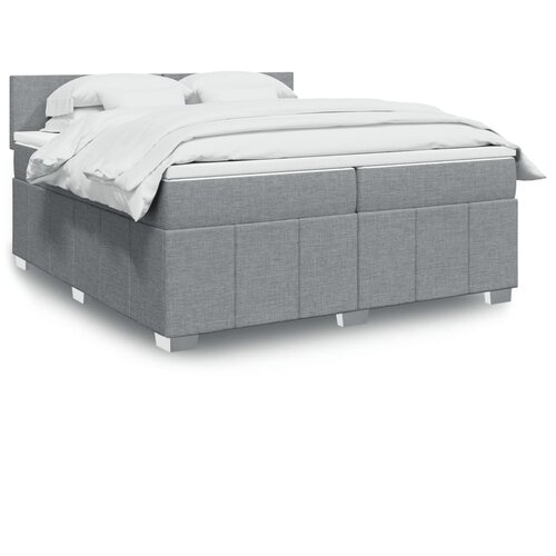 VidaXL Krevet s oprugama i madracem svjetlosivi 200 x 200cm od tkanine Slike