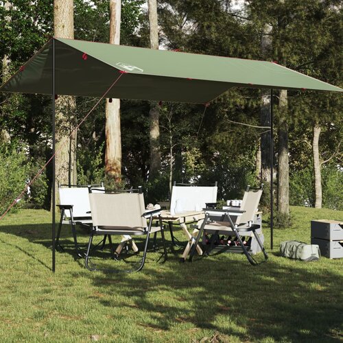 VidaXL Cerada za kampiranje zelena 400 x 294 cm vodootporna Slike