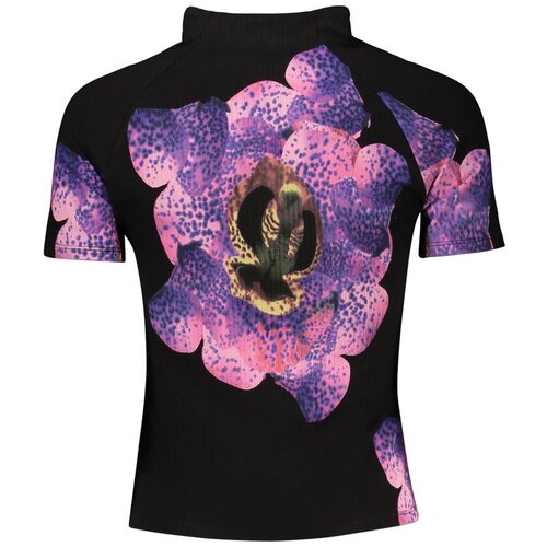 Desigual ženska majica kratkih rukava s cvjetnim printom crna Slike