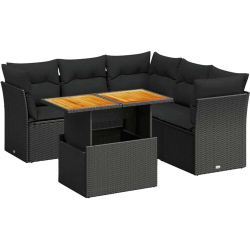 vidaXL 5-dijelna vrtna garnitura od poliratana s jastucima crna Cijene