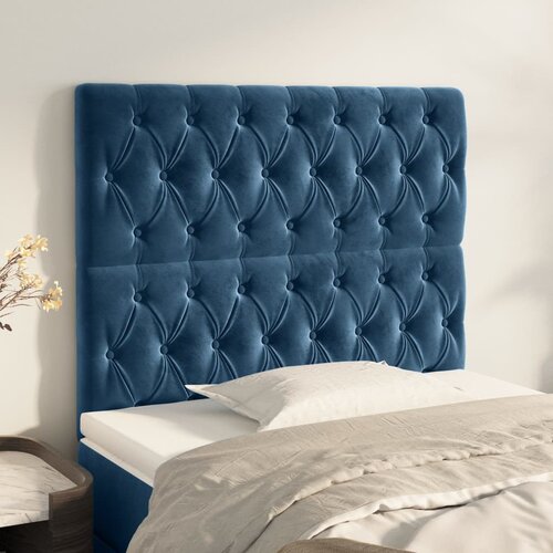 VidaXL Posteljno vzglavje 2 kosa temno moder 100x7x78/88 cm žamet Slike