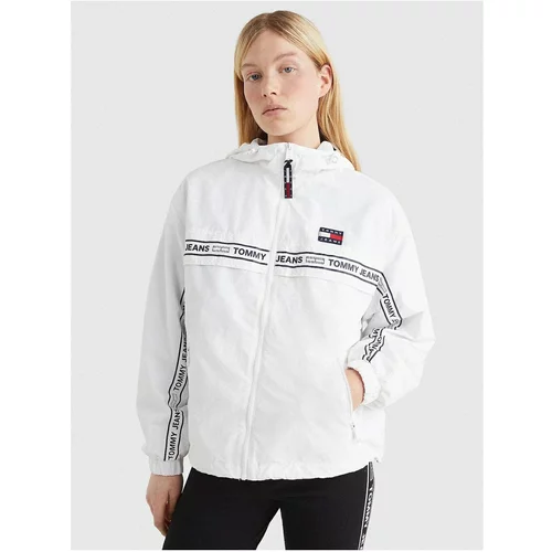 Tommy Hilfiger White Women's Patterned Lightweight Hooded Jacket Tommy Jeans Chicago - Women