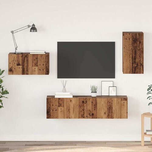 vidaXL Set TV komoda s ladicama s policom Zidne Ostalo s pohranom 4 pcs Staro drvo 30.5 x 30 x 60 cm Cijene