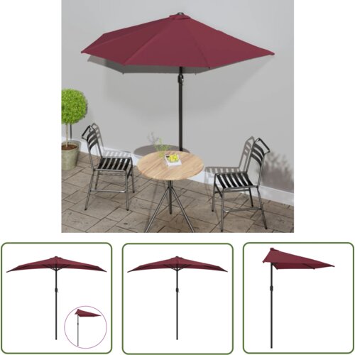  The Living Store Balkonski senčnik z aluminijastim drogom bordo 270x144x222 cm - Balkonski Senčnik, (21743000) Slike