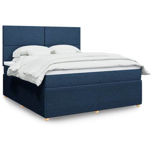 vidaXL Box spring postelja z vzmetnico modra 180x200 cm blago Cene