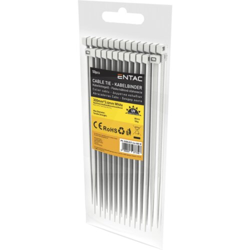 Entac Plastične vezice 3,6mm x 300mm, 50 kom. – Cable Tie 3.6mmx300mm White Cene