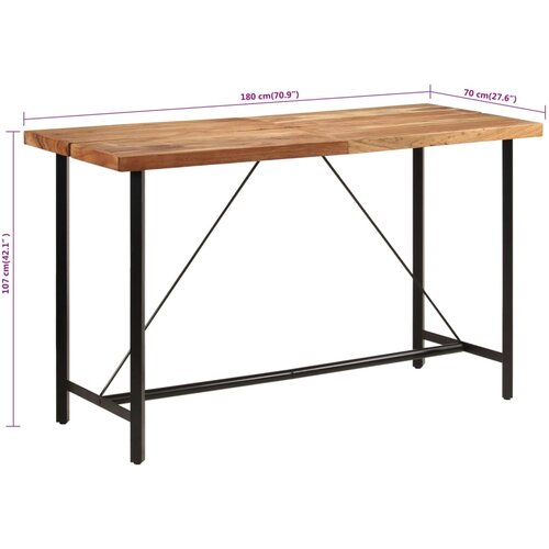  Barski stol 180 x 70 x 107 cm masivno drvo bagrema i željezo Slike