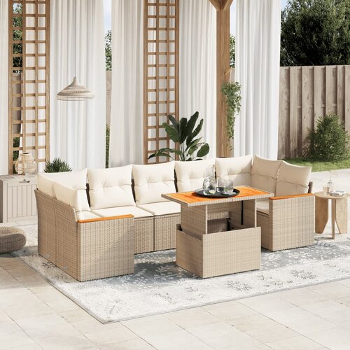 vidaXL 8-dijelni set vrtnih sofa od poliratana s jastucima bež Cijene