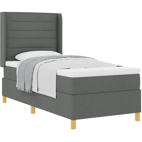 vidaXL Box Spring Krevet s Madracem Tamno Siva 90x200 cm Tkanina Cene