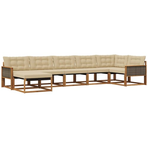 vidaXL Zunanja garnitura za sedenje z blazino 7 pcs Naravna in bež, (5000273481) Cene