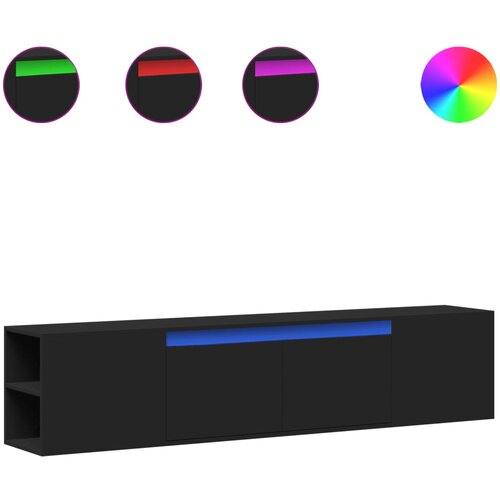 Maison Chic Stenska TV omarica - TV stojalo - Televizijska omarica z LED lučkami črna 180x31x39,5 cm, (21700258) Slike
