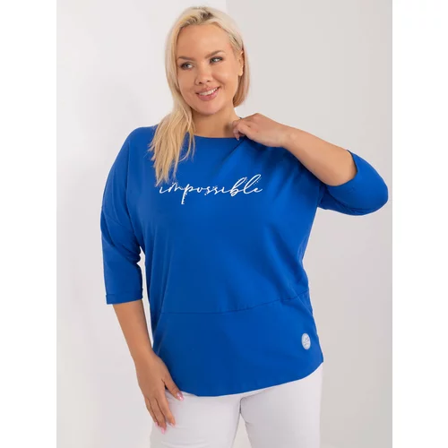 Fashion Hunters Cobalt blue women's blouse plus size with rhinestones