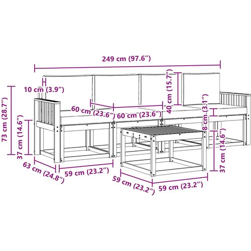  Set vanjskih sofa 5 kom. Prirodna i svijetlo siva Slike