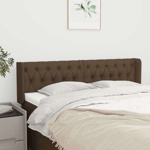  Vzglavje z u&amp;scaron;esi temno rjavo 147x16x78/88 cm blago, (20738122) Slike