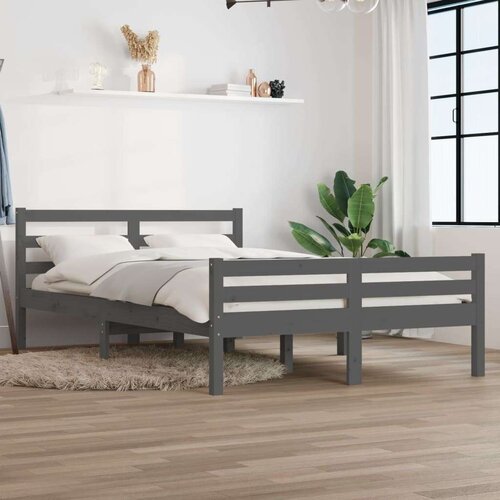  Posteljni okvir siv iz trdnega lesa 140x190 cm, (20644017) Slike
